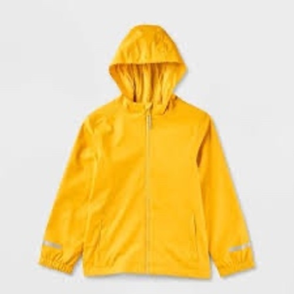 Cat & Jack Toddler Yellow Rain Jacket Wind Water Resistant Hooded Coat 2T NWT